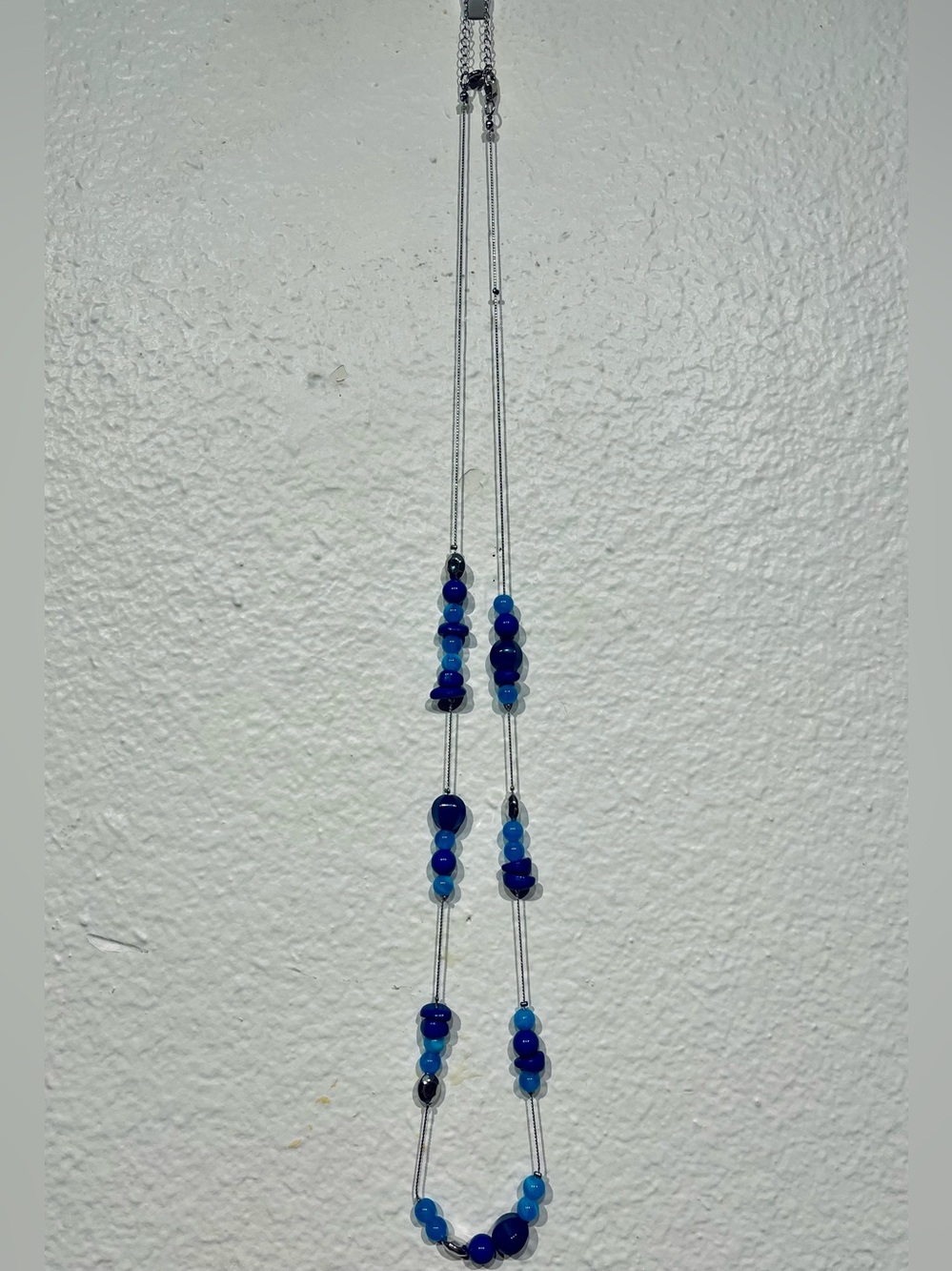 C. Est 1946 Long Blue Beaded Necklace